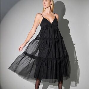 English Factory Black Midi Dress